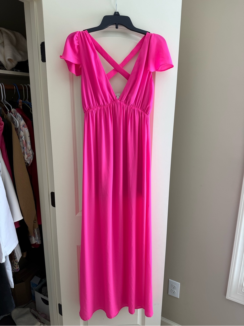 Gianni Bini Hot Pink Crisscross Back Maxi Dress